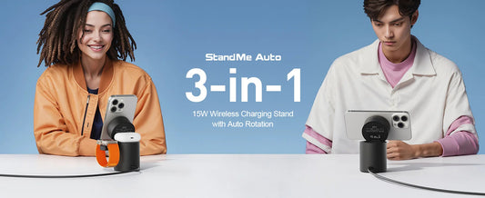 Smart 3-in-1 Magnetic Charging Stand – Auto-Rotation, Infrared Sensor, and Fast Wireless Charging for iPhone, Air Pods, and Apple Watch