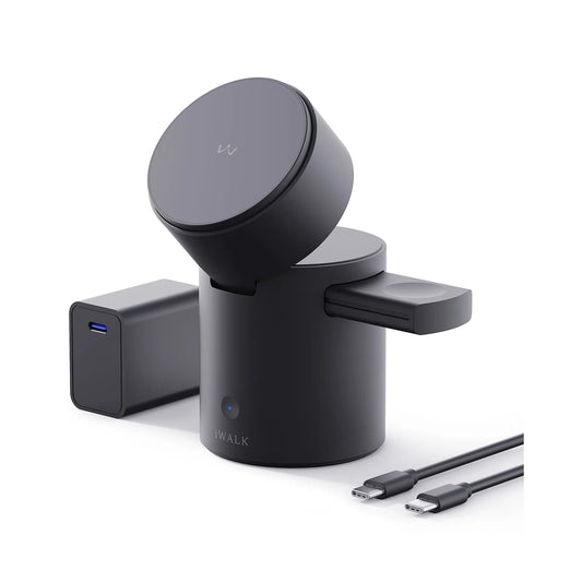 Smart 3-in-1 Magnetic Charging Stand – Auto-Rotation, Infrared Sensor, and Fast Wireless Charging for iPhone, Air Pods, and Apple Watch