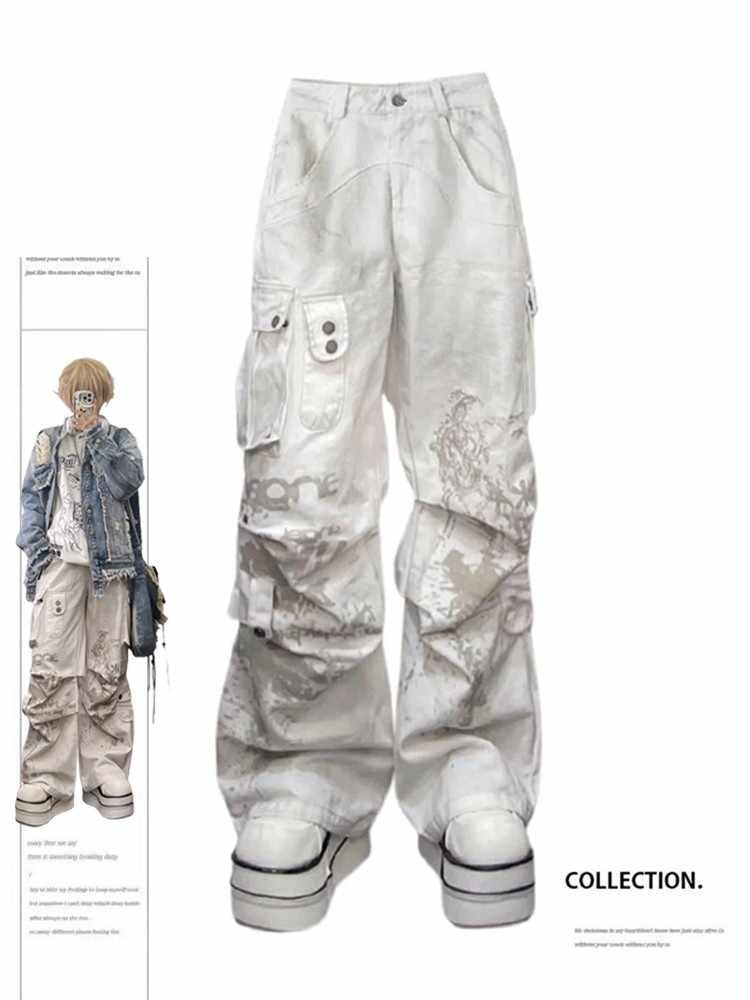 Retro Street Style Wide-Leg Workwear Jeans – Trendy & Durable Casual Wear